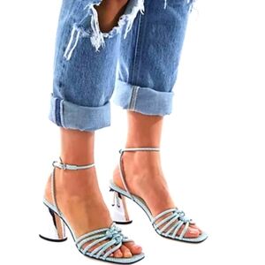 Katy Perry Women's The Timmer Knotted Sandal in Tranquil Blue.  Size 9